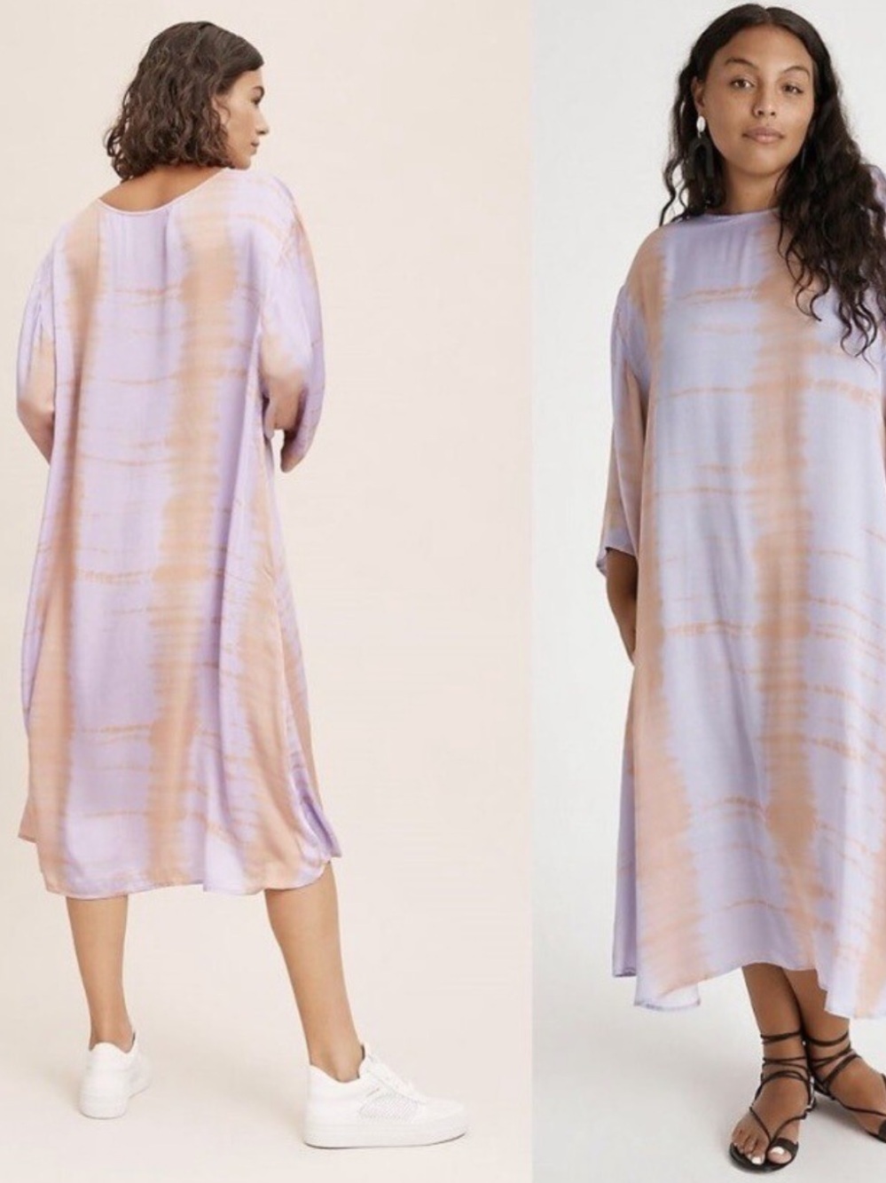 Anthropologie Norblack Norwhite Lavender-Peach Tie-Dye Maxi Dress